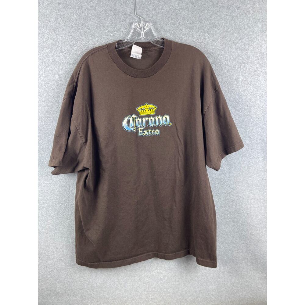 Carona‎ Extra Shirt Size 2XL Brown Short Sleeve Tee Beer Beach Drink Alcohol